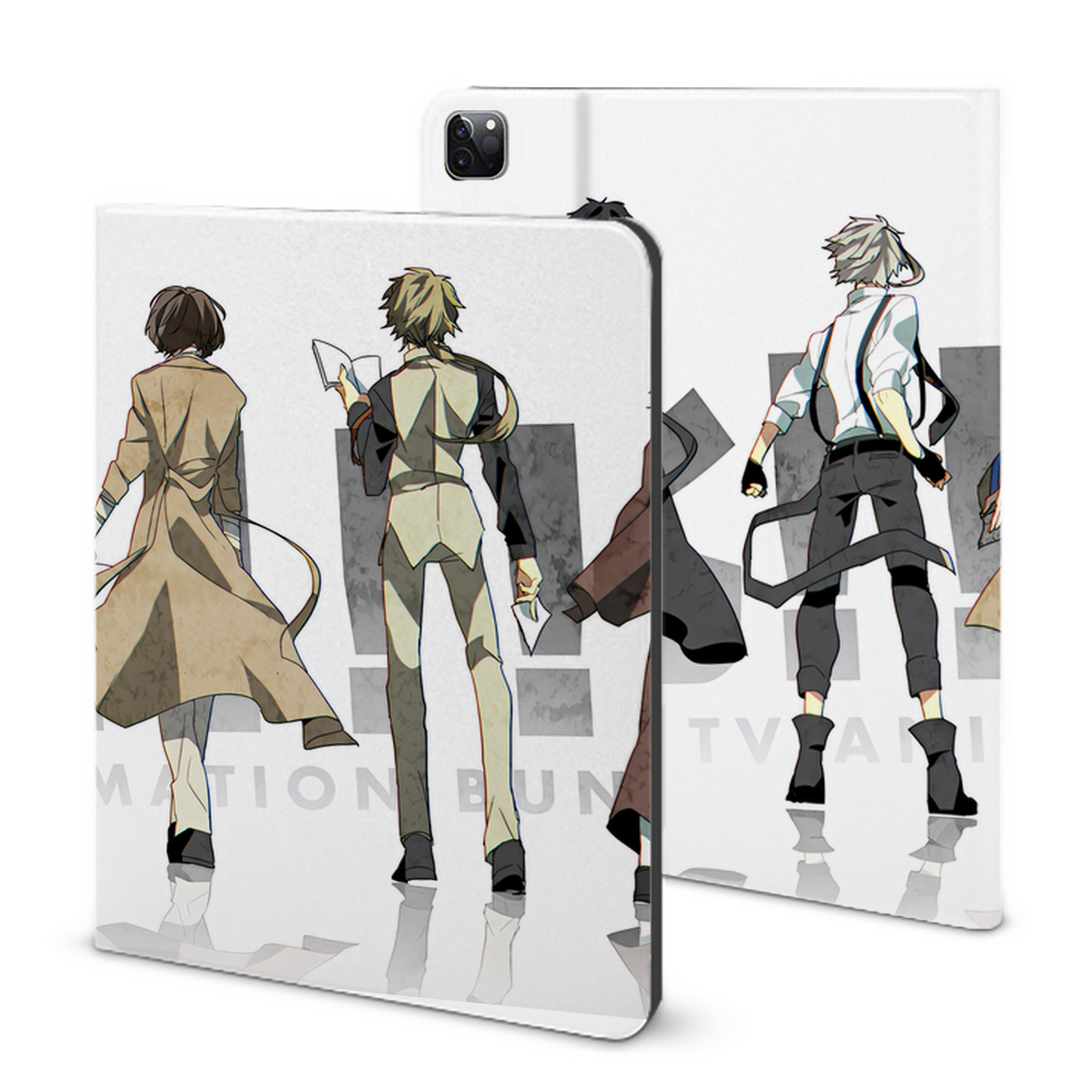 （画像用） 文豪ストレイドッグス Bungo Stray Dogs IPad ケース ブック型 PUレザー TPU 耐衝撃 軽量 薄型 ペン収納なし 全面保護 IPad 各モデル対応